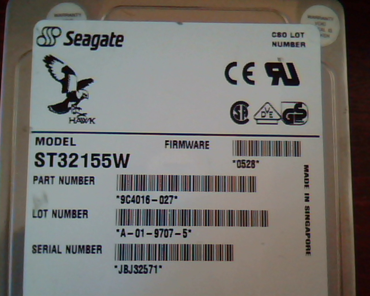 Hard Drive Disk SCSI Seagate Hawk ST32155W 9C4016-027 A-01-9707-5 0528 68-pin