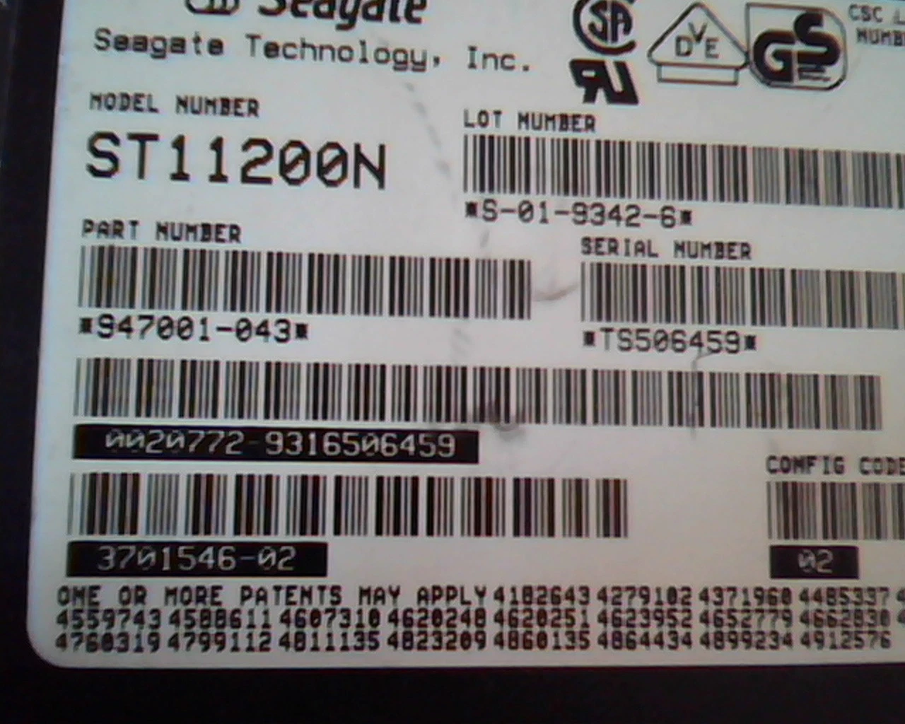 Hard Drive Disk SCSI Seagate ST11200N 947001-043 S-01-9342-6 3701546-02 02 HDD - image 2