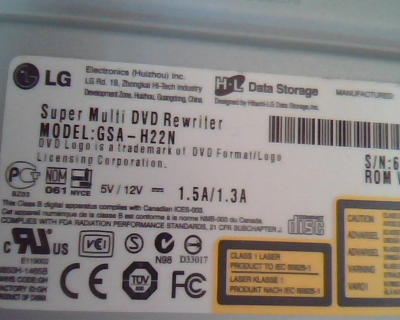 LG Super Multi DVD Rewriter GSA-H22N 1.01 Oct 2006 HL Data Storage D33017 Drive - image 2
