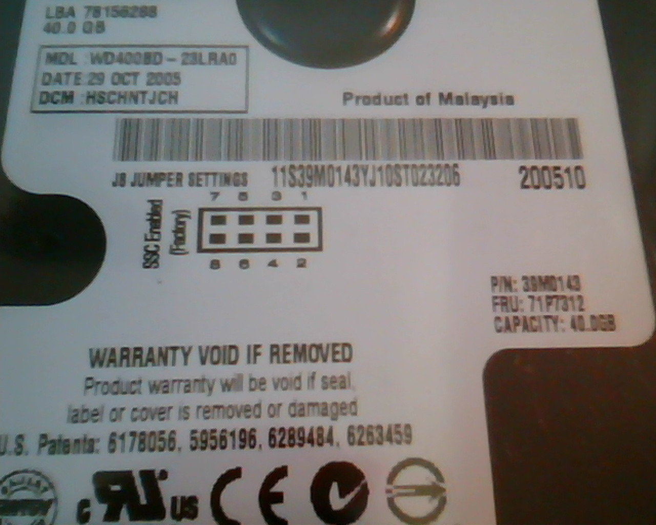 Hard Drive SATA Western Digital WD400BD-23LRA0 WD400 Caviar 39M0143 STILL SEALED - image 3