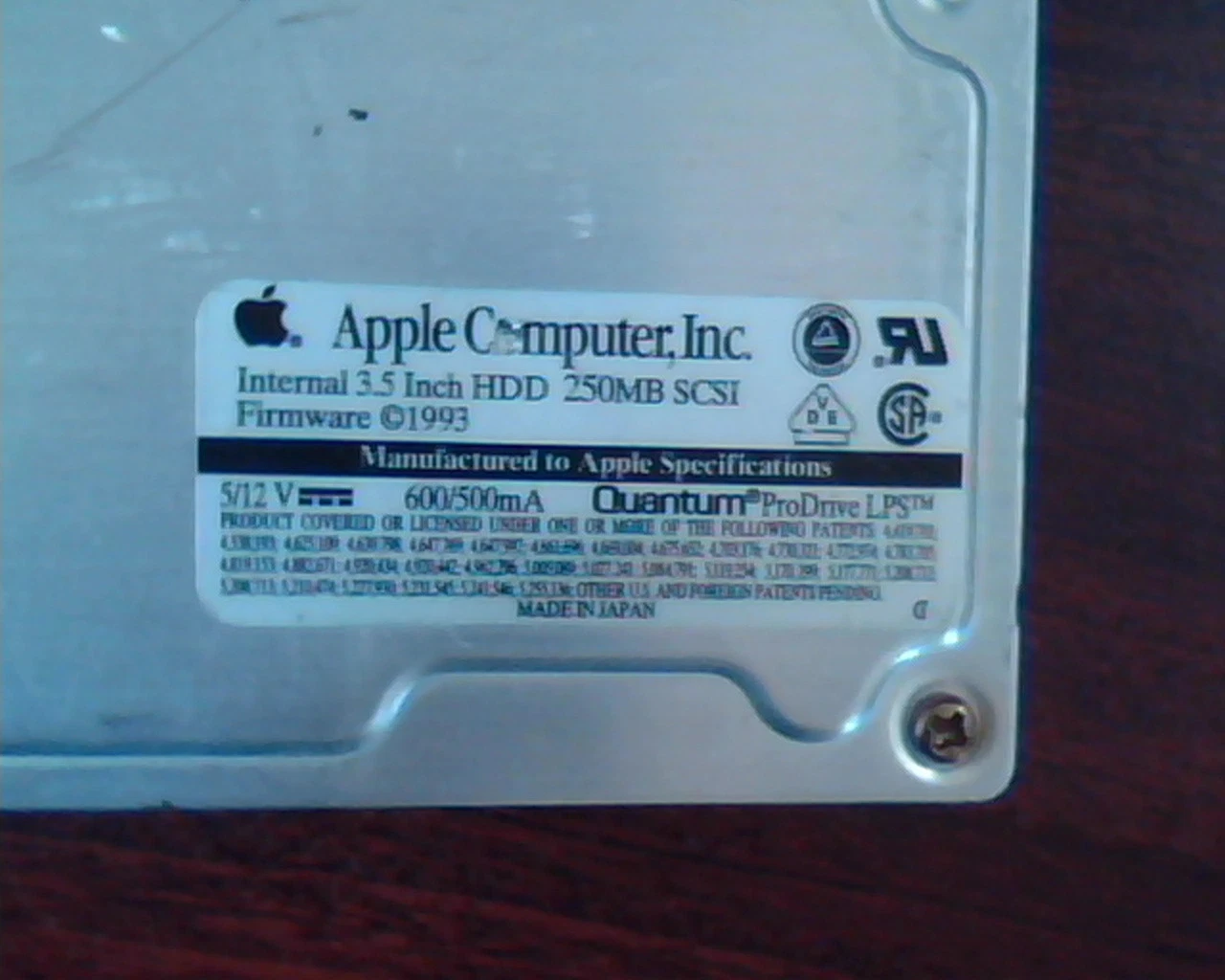 Hard Drive Disk SCSI Apple Quantum ProDrive LPS TB25S025 04-E S590A 270S