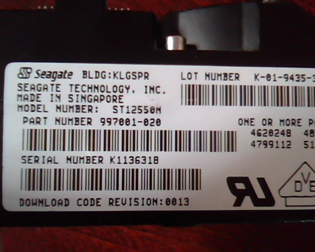 Hard Drive Disk SCSI Seagate Barracuda ST12550N 997001-020 K-01-9435-3 0013