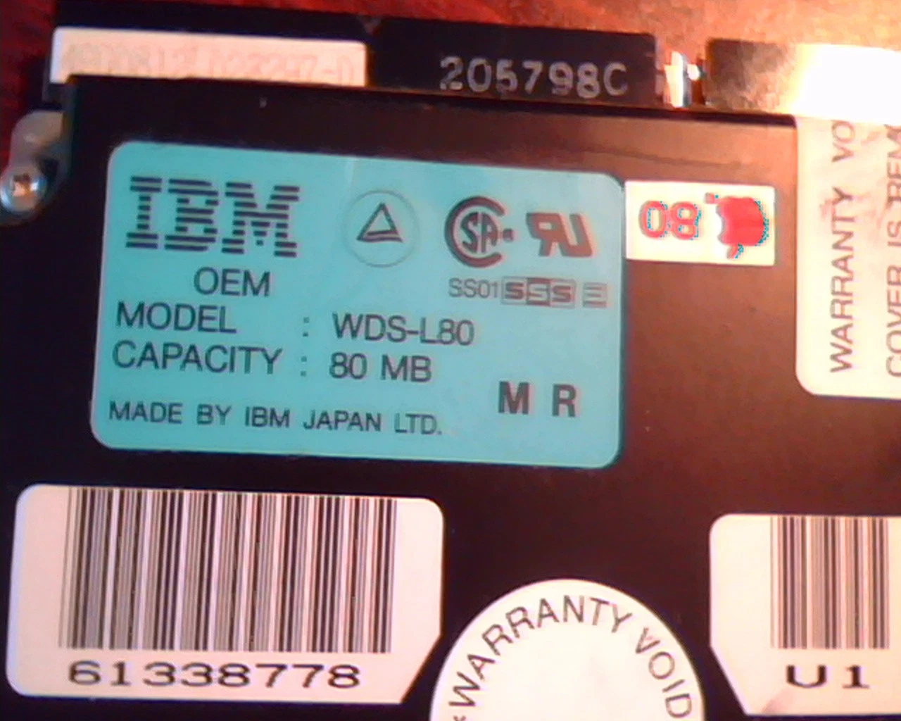 Hard Drive Disk SCSI IBM OEM WDS-L80 80MB 95F7181 D17600 Apple 80 49G0812
