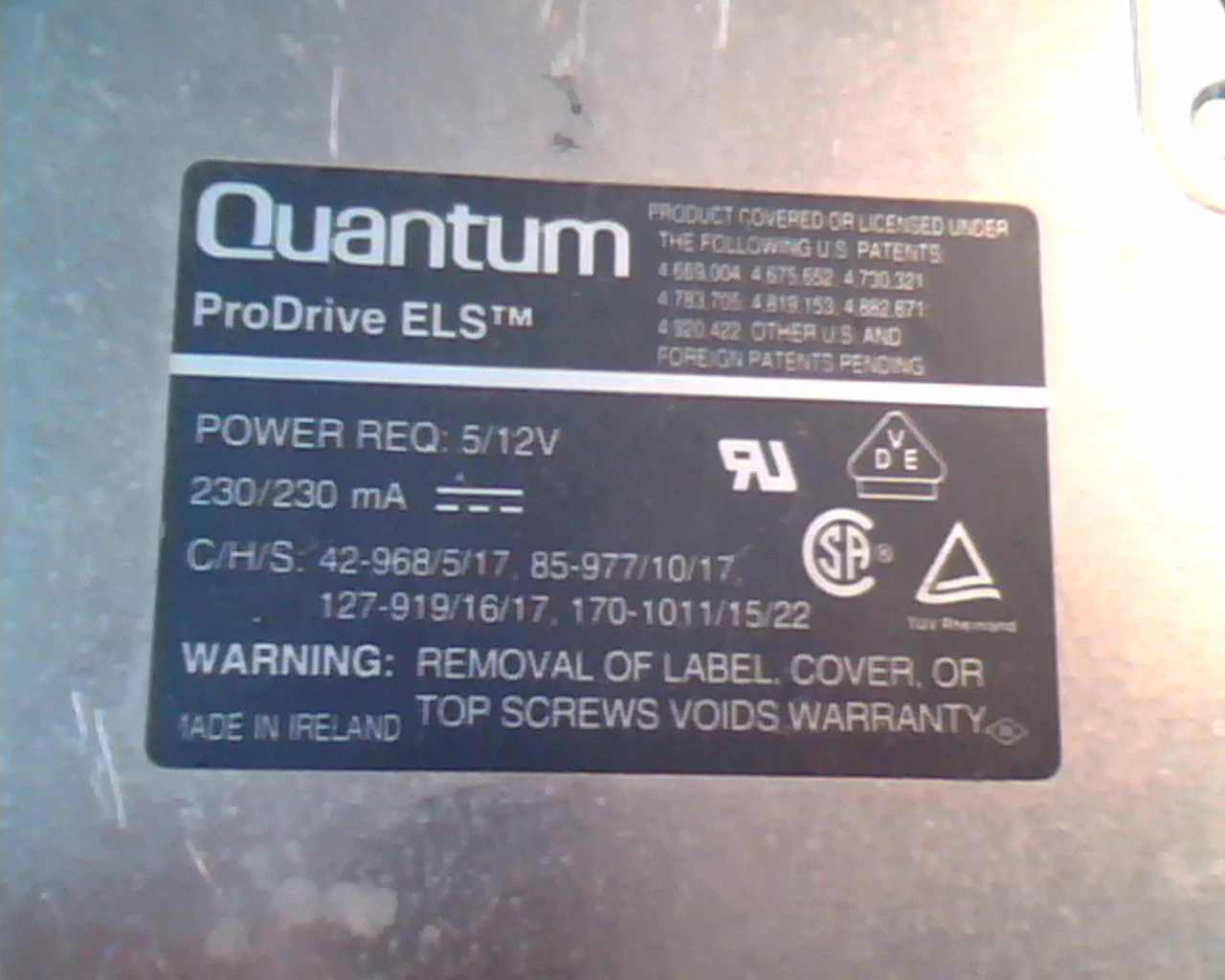 Hard Disk Drive IDE Quantum ProDrive ELS PI16A011 08-G 170AT