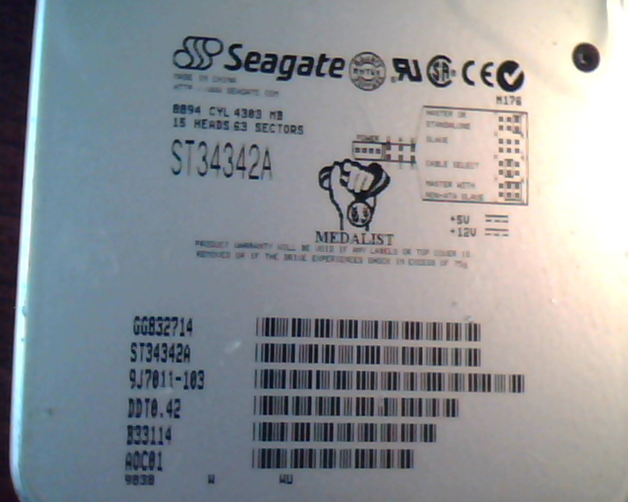 Hard Disk Drive IDE Seagate Medalist ST34342A 9J7011-103 B33114 AOC01 HDD