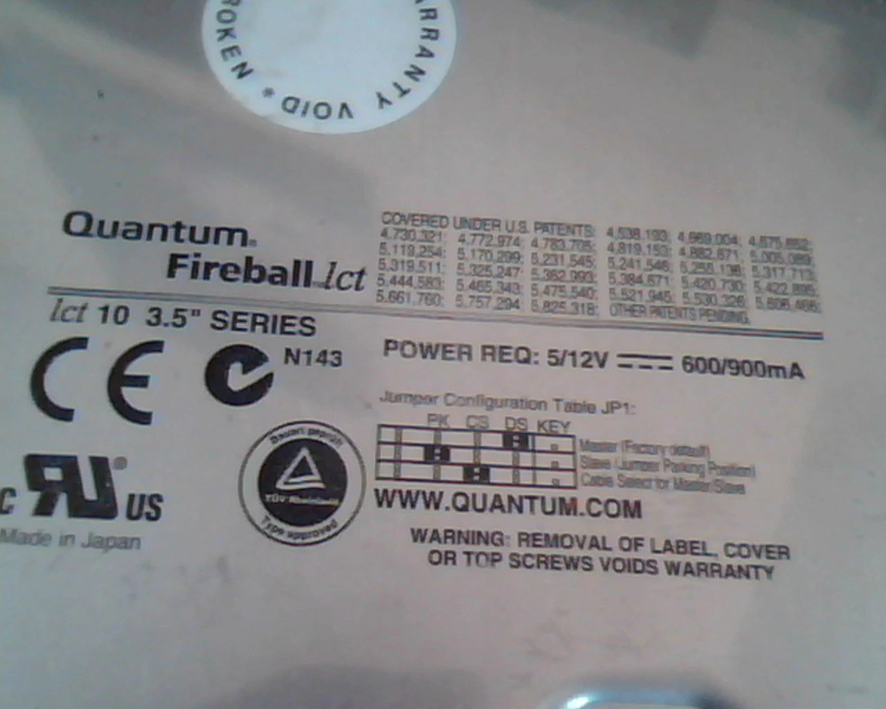 Hard Disk Drive IDE Quantum Fireball lct LB20A011 01-A 20.4AT lct 10 3.5