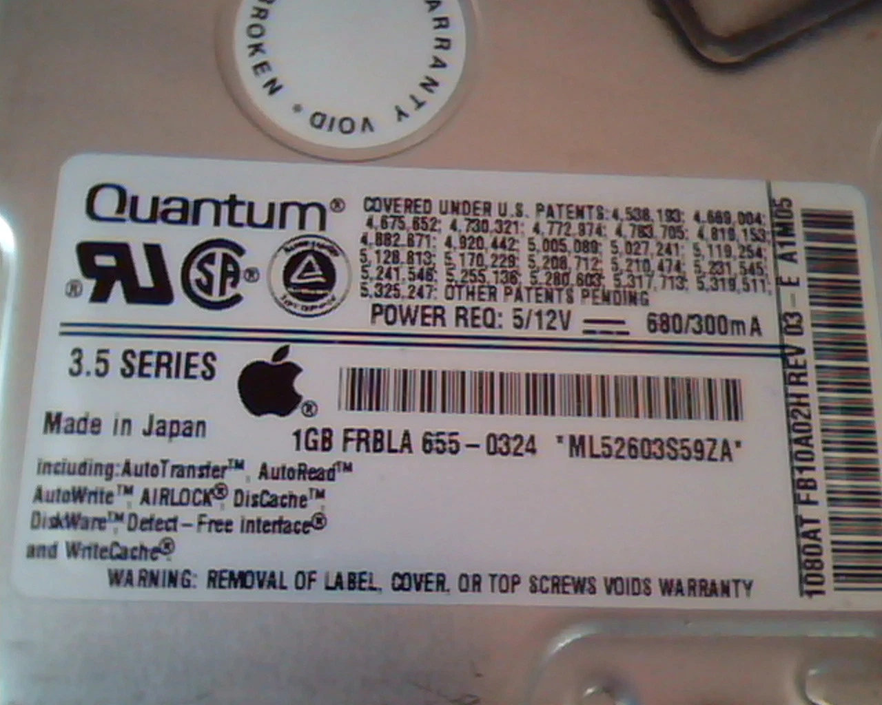 Hard Disk Drive IDE Quantum FB10A011 03-C 1080AT 03-E FB10A02H A1M05 3.5 Apple