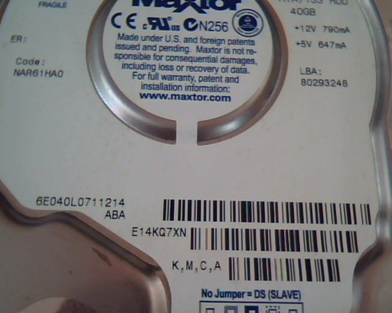 Hard Disk Drive IDE Maxtor E-H011-02-3427 DiamondMax Plus 8 40GB 6E040L0711214 - image 4