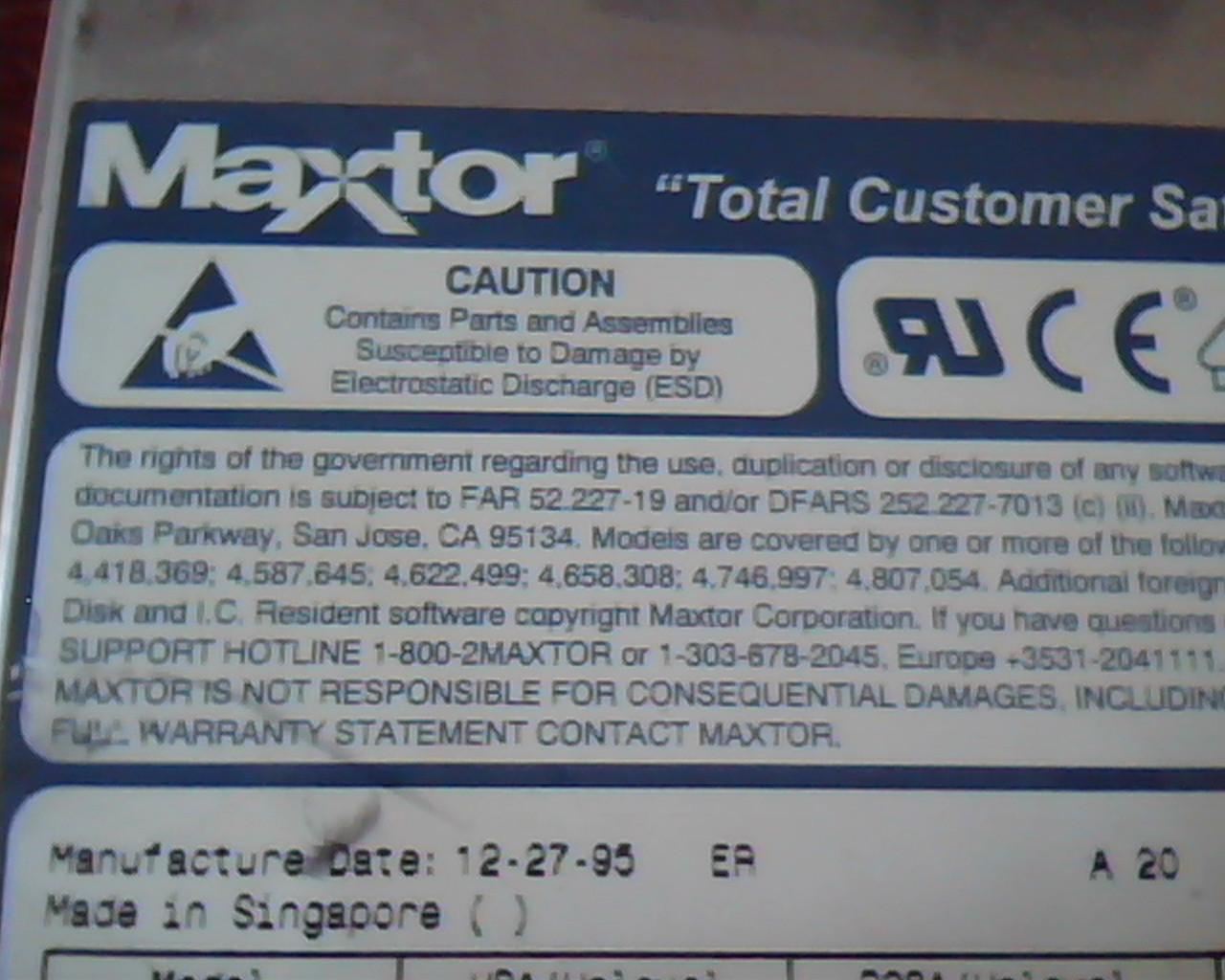 Hard Disk Drive IDE Maxtor 71626A 62A 51A 15B C,D,D 43156606