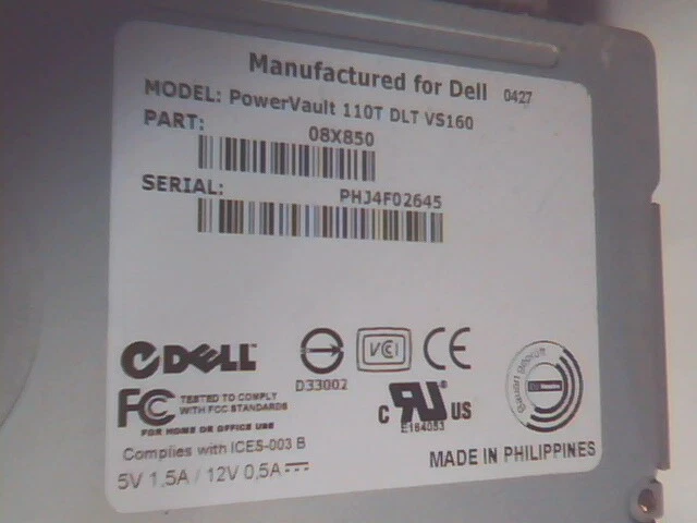 DELL PowerVault 110T DLT VS160 SCSI Tape Drive PH-08X850 Rev A00 - image 3