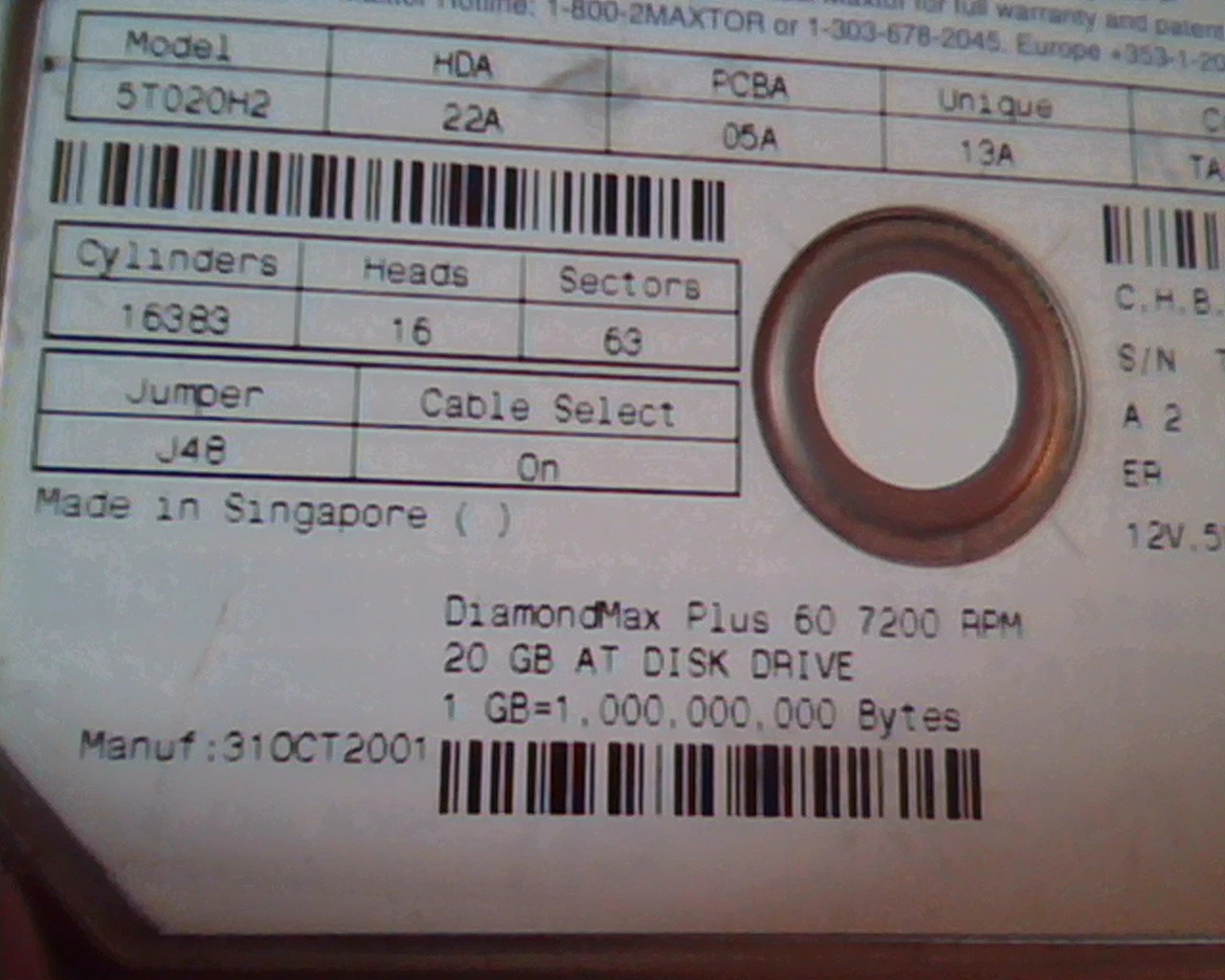 Hard Disk Drive IDE Maxtor 5T020H2 22A 05A 13A DiamondMax Plus 60 20GB - image 3
