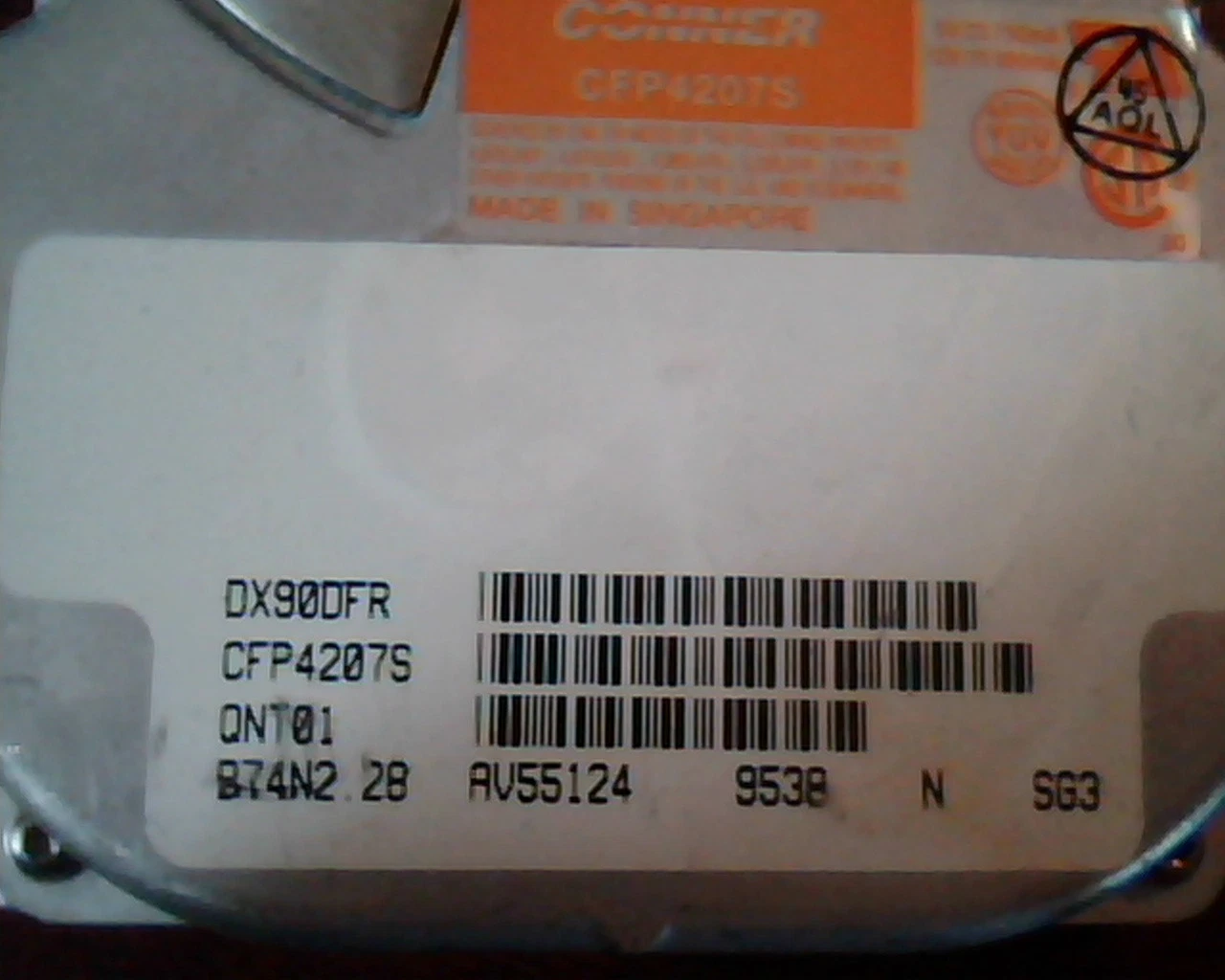 Hard Drive Disk SCSI Conner CFP4207S QNT01 B74N2.28 AV55124 9538 - image 2