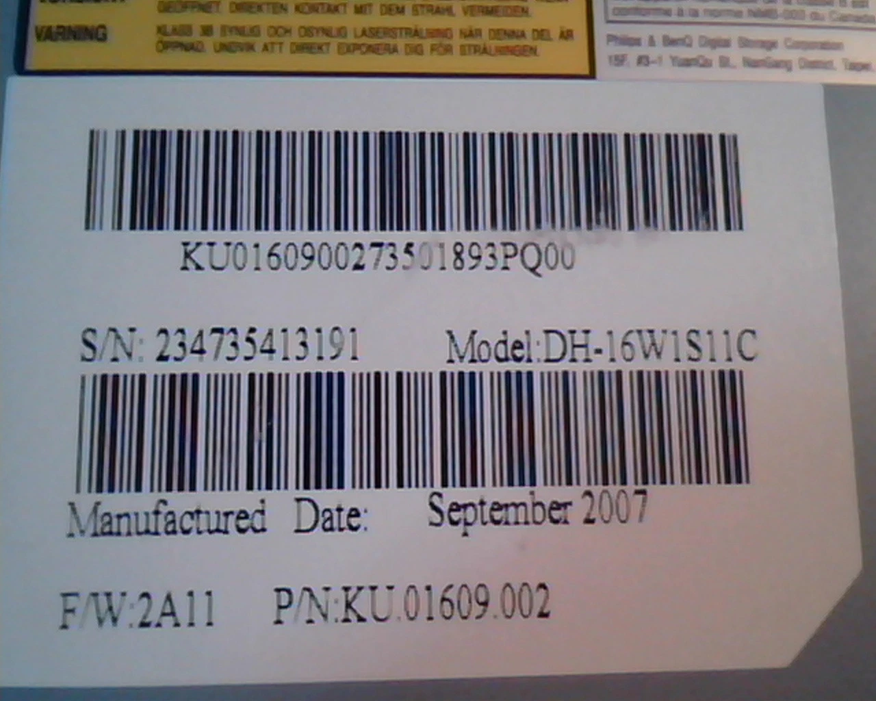 DVD/CD Rewritable Drive DH-16W1S DH-16W1S11C PLD-DH-16A D33C76 Sept2007 Benq - image 4