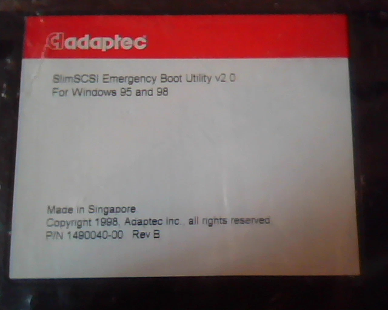 Floppy Diskette Adaptec SlimSCSI drivers and Utility v2.0 1490040-00 SEALED - image 2