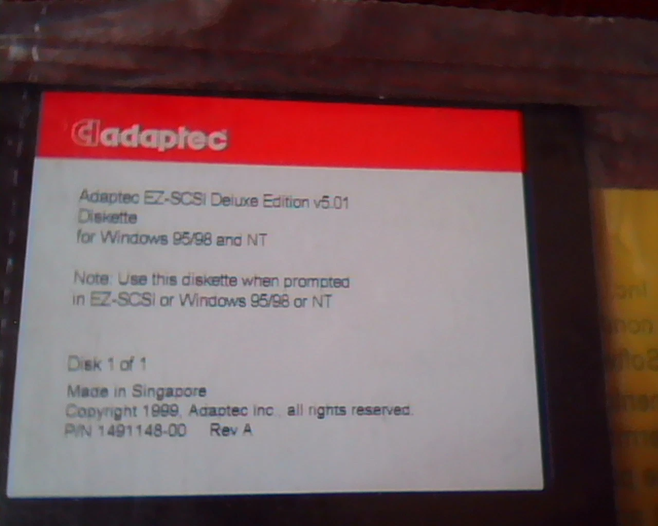 Floppy Diskette Adaptec EZ-SCSI Deluxe Edition v5.01 1491148-00 Rev A SEALED - image 2