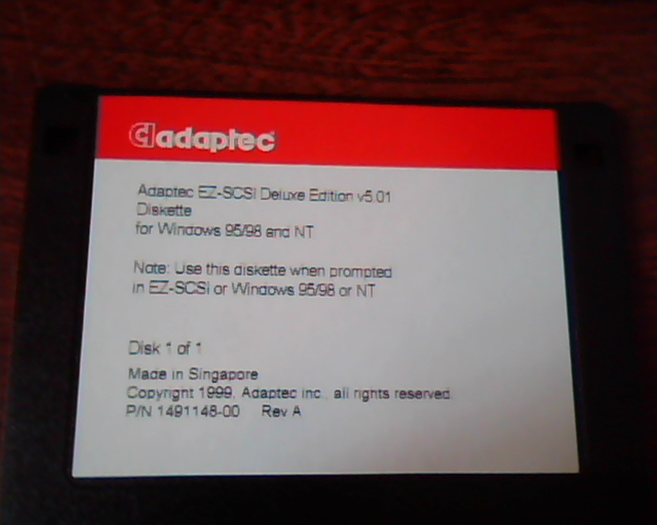 Floppy Diskette Adaptec EZ-SCSI Deluxe Edition v5.01 1491148-00 Rev A - image 3