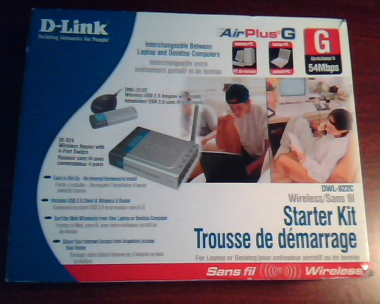 D-Link AirPlus G DWL-922C Wireless Starter Kit Router Adapter cable CD guides