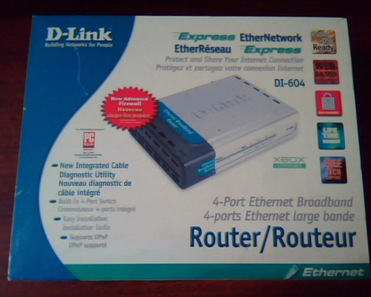 D-Link Express Ethernetwork DI-604 4-port ethernet broadband router xbox IN BOX