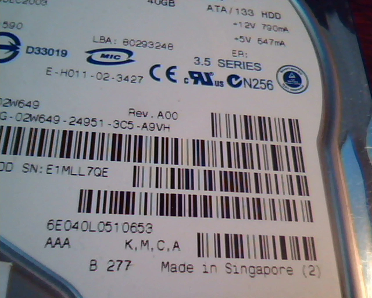 Hard Disk Drive IDE Maxtor DiamondMax Plus 8 40GB 80293248 E-H011-02-3427 A00 - image 2