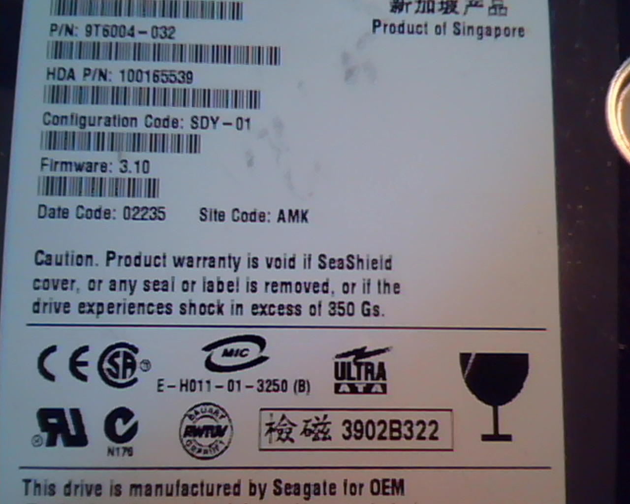 Hard Disk Drive IDE Seagate Barracuda ATA IV ST320011A 9T6004-032 100165539 3.10 - image 2
