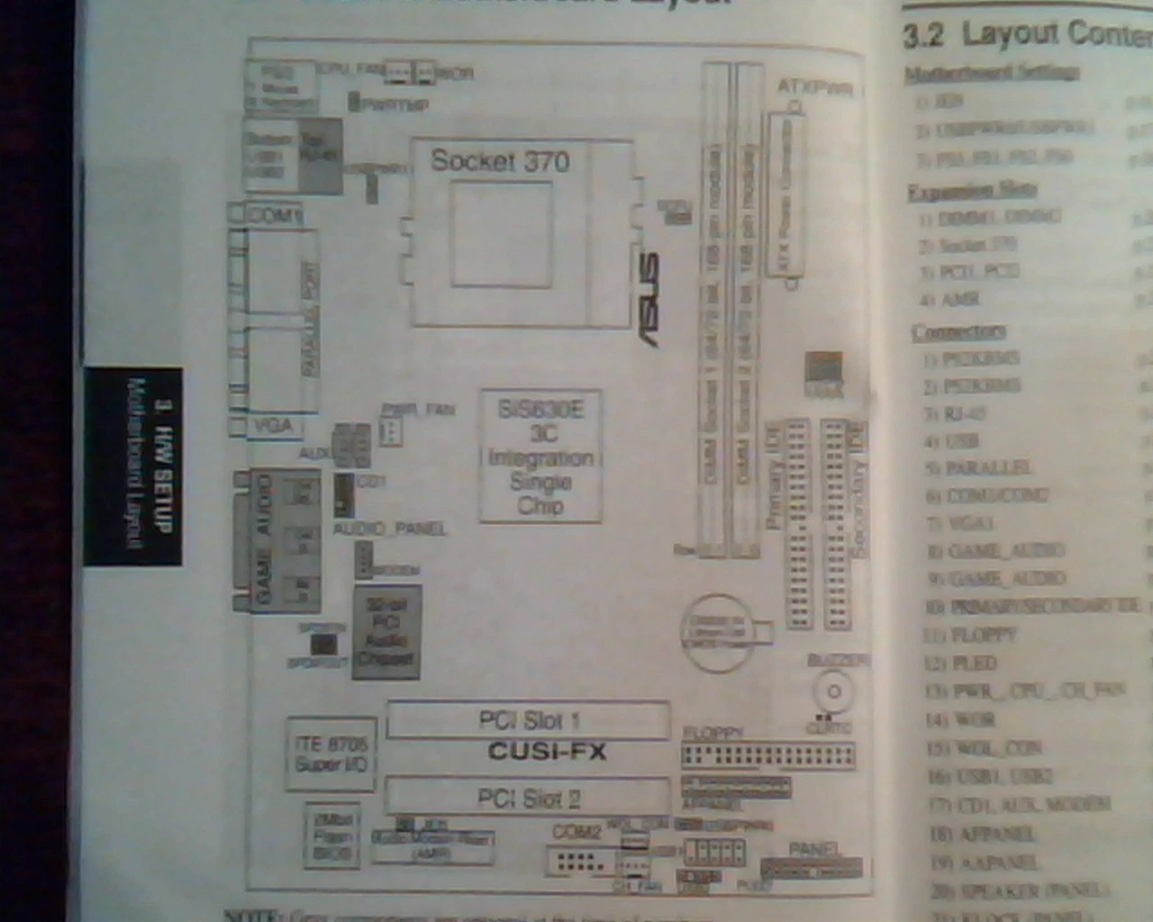 ASUS CUSI-FX SiS Socket 370 FlexATX Motherboard630E AGPset User's Manual E699 - image 4