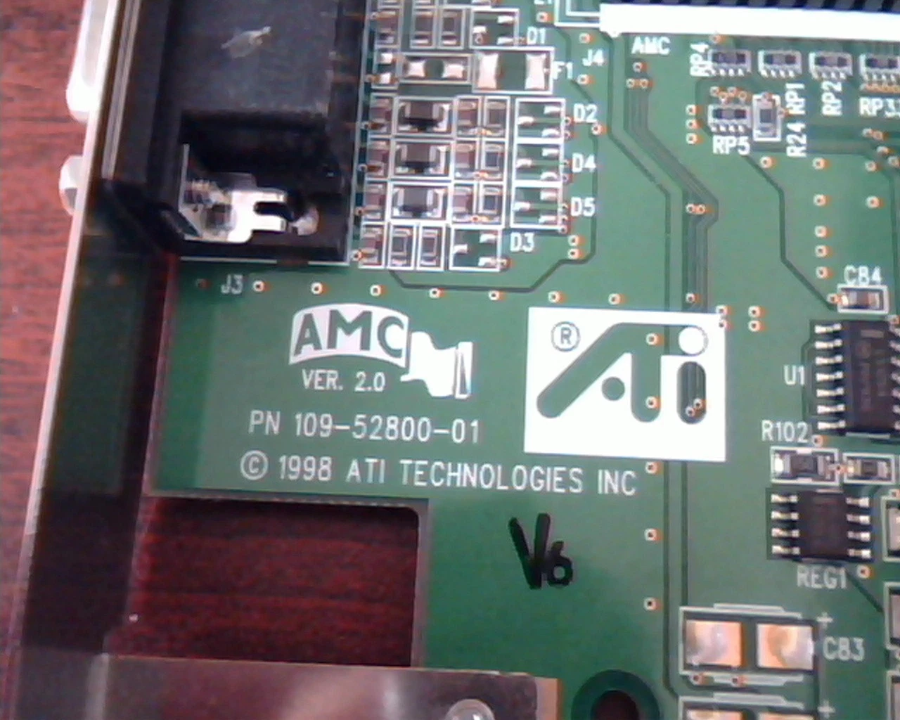 AGP card ATI Rage IIC 109-52800-01 B8W76 VGA 1025281301 N625 Rage2C - image 2