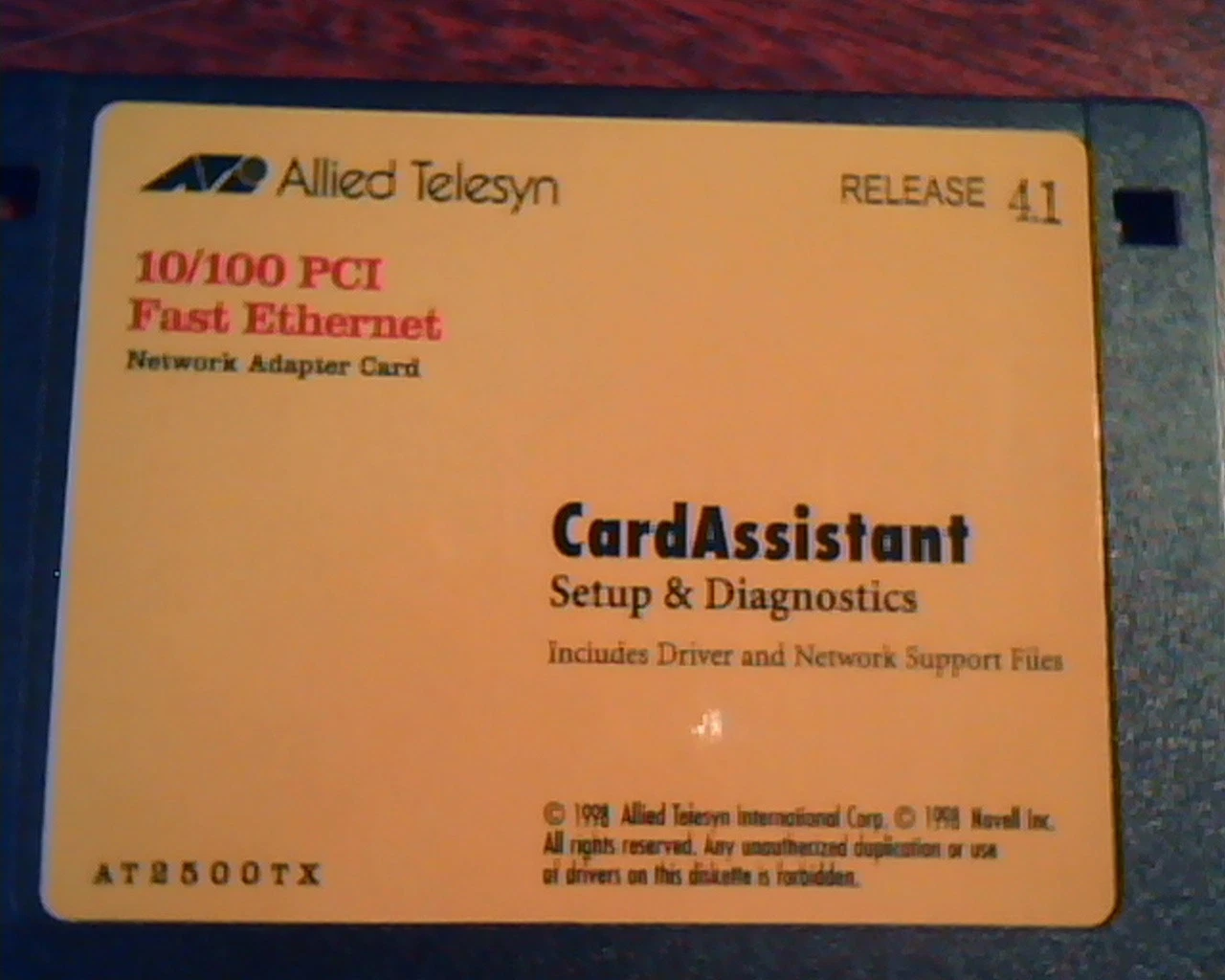 Disk Allied Telesyn 10/100 PCI Fast Ethernet CardAssistant Setup Diagnostics - image 2
