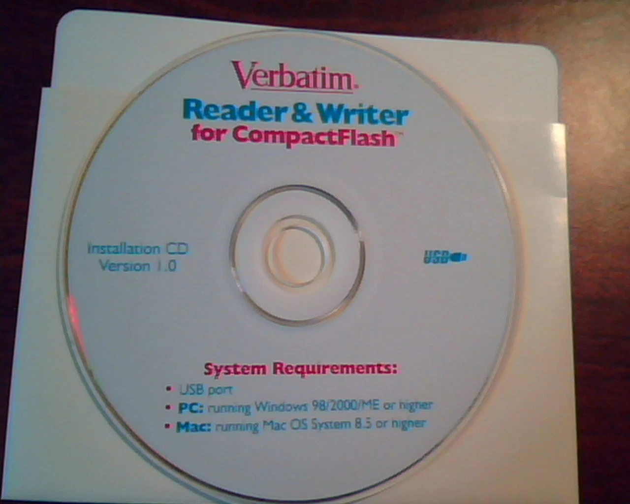 CD Verbatim Reader & Writer for CompactFlash Installation CD Ver 1.0 USB PC Mac
