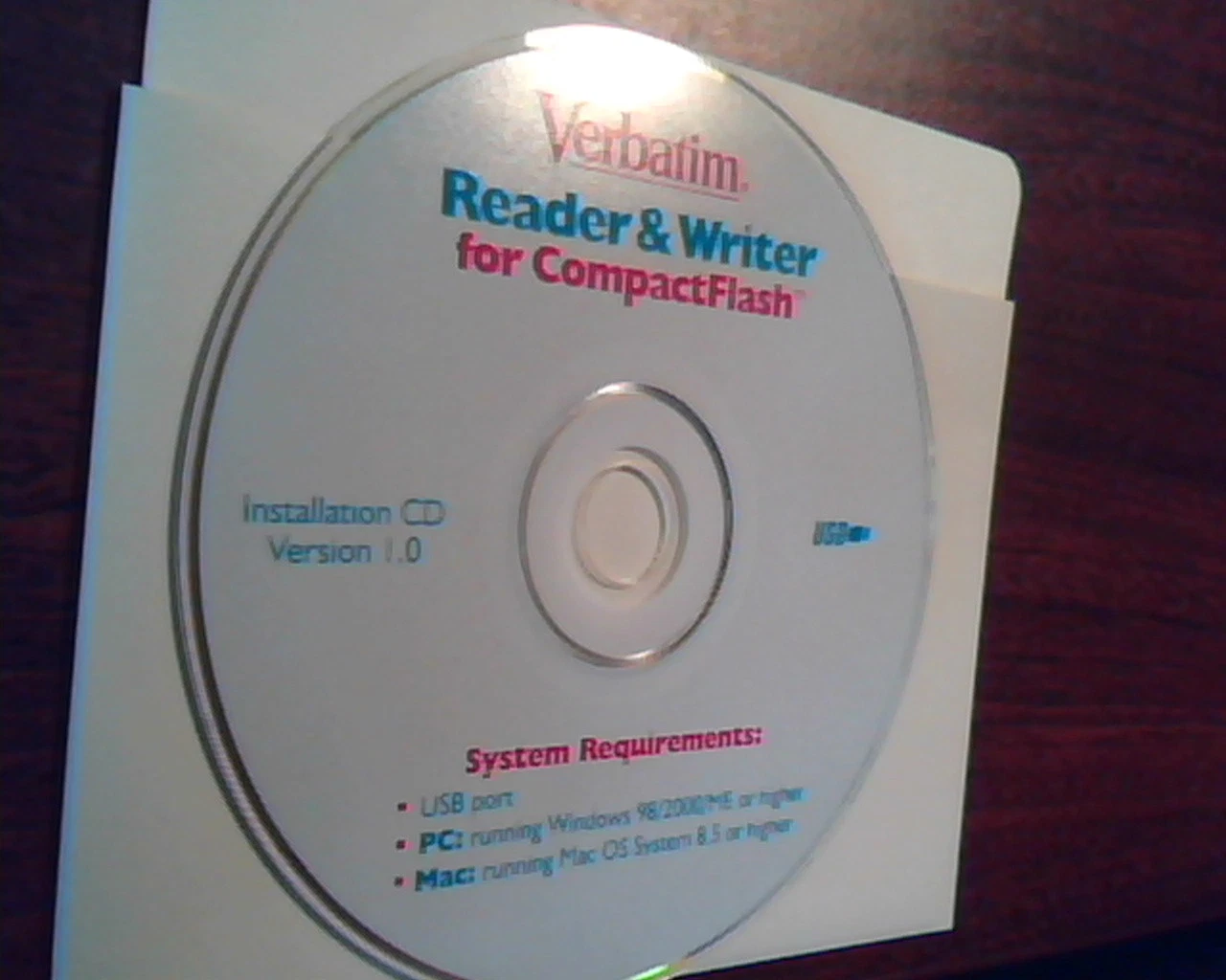 CD Verbatim Reader & Writer for CompactFlash Installation CD Ver 1.0 USB PC Mac - image 2