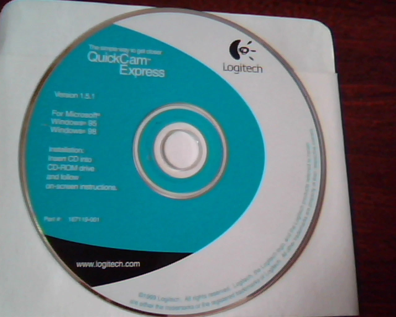 CD Logitech QuickCam Express Version 1.5.1 167119-01 For Windows 95 98