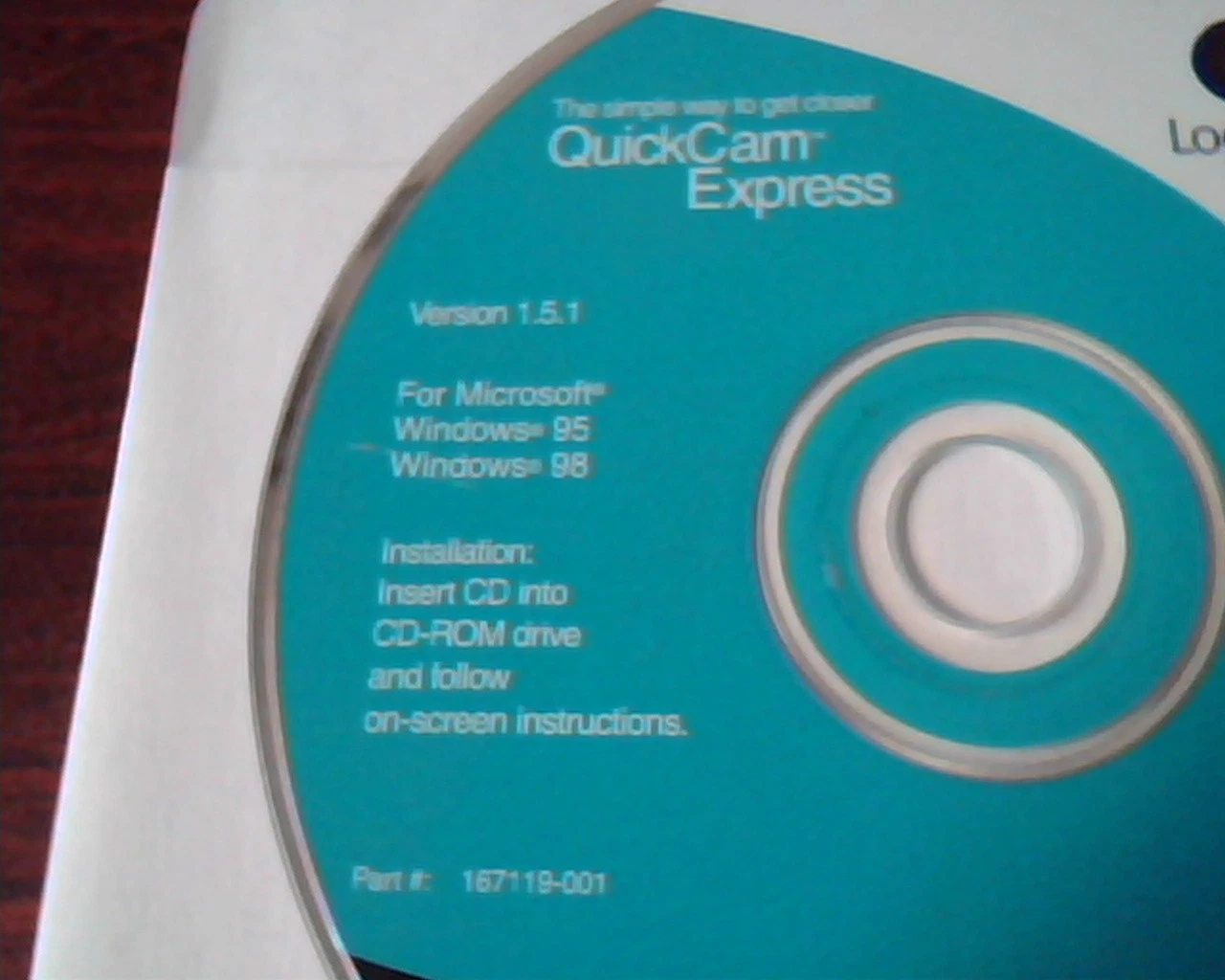CD Logitech QuickCam Express Version 1.5.1 167119-01 For Windows 95 98 - image 2