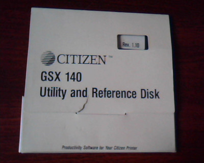 CD Citizen GSX 140 Utility and Reference Disk Rev 1.10 - for Citizen printer