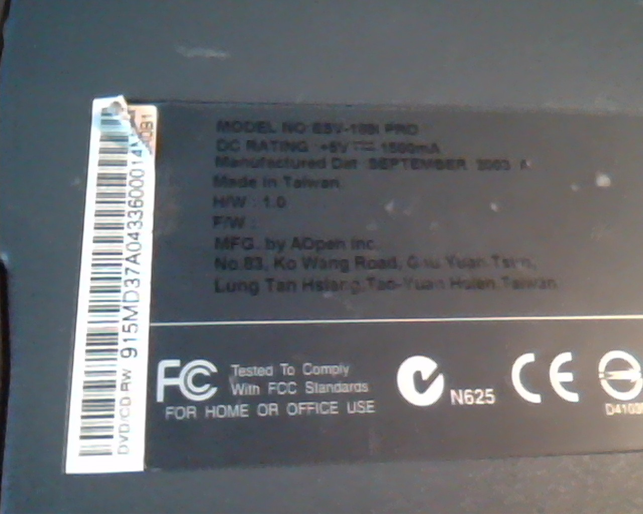 Acer ESV-189i Pro DVD/CD-RW Rewritable - Portable External IEEE 1394 FireWire - image 6