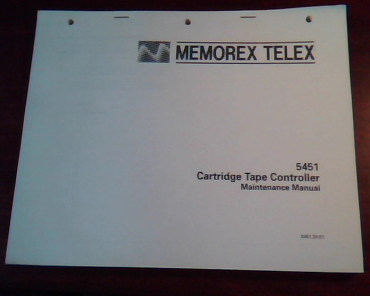 Memorex Telex 5451 Cartridge Tape Controller Maintenance Manual 5451.20-01 Book