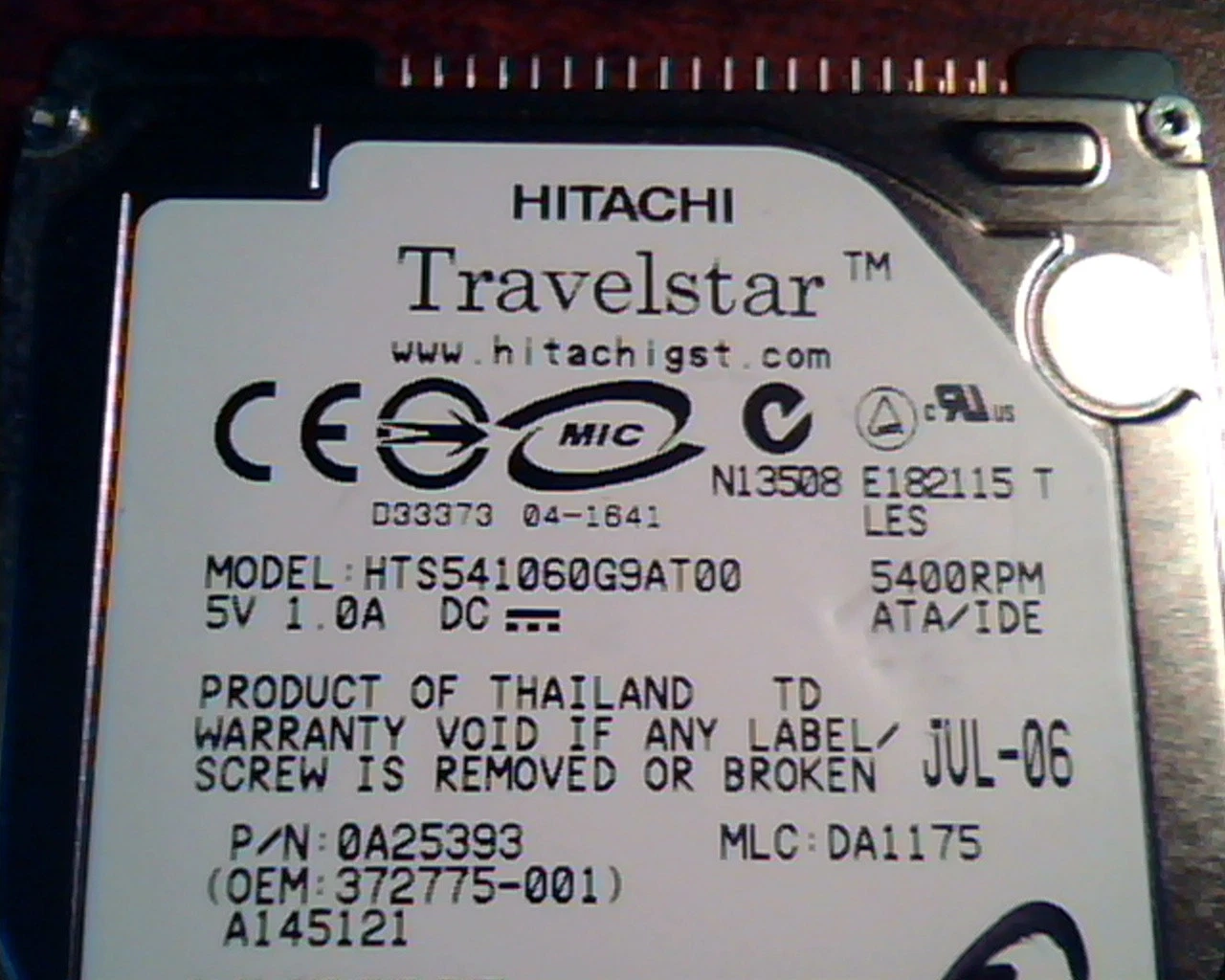 2.5 Hard Drive Hitachi Travelstar HTS541060G9AT00 0A25393 IDE DA1175 60GB✅TESTED - image 2