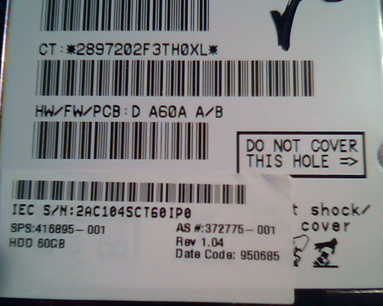 2.5 Hard Drive Hitachi Travelstar HTS541060G9AT00 0A25393 IDE DA1175 60GB✅TESTED - image 3