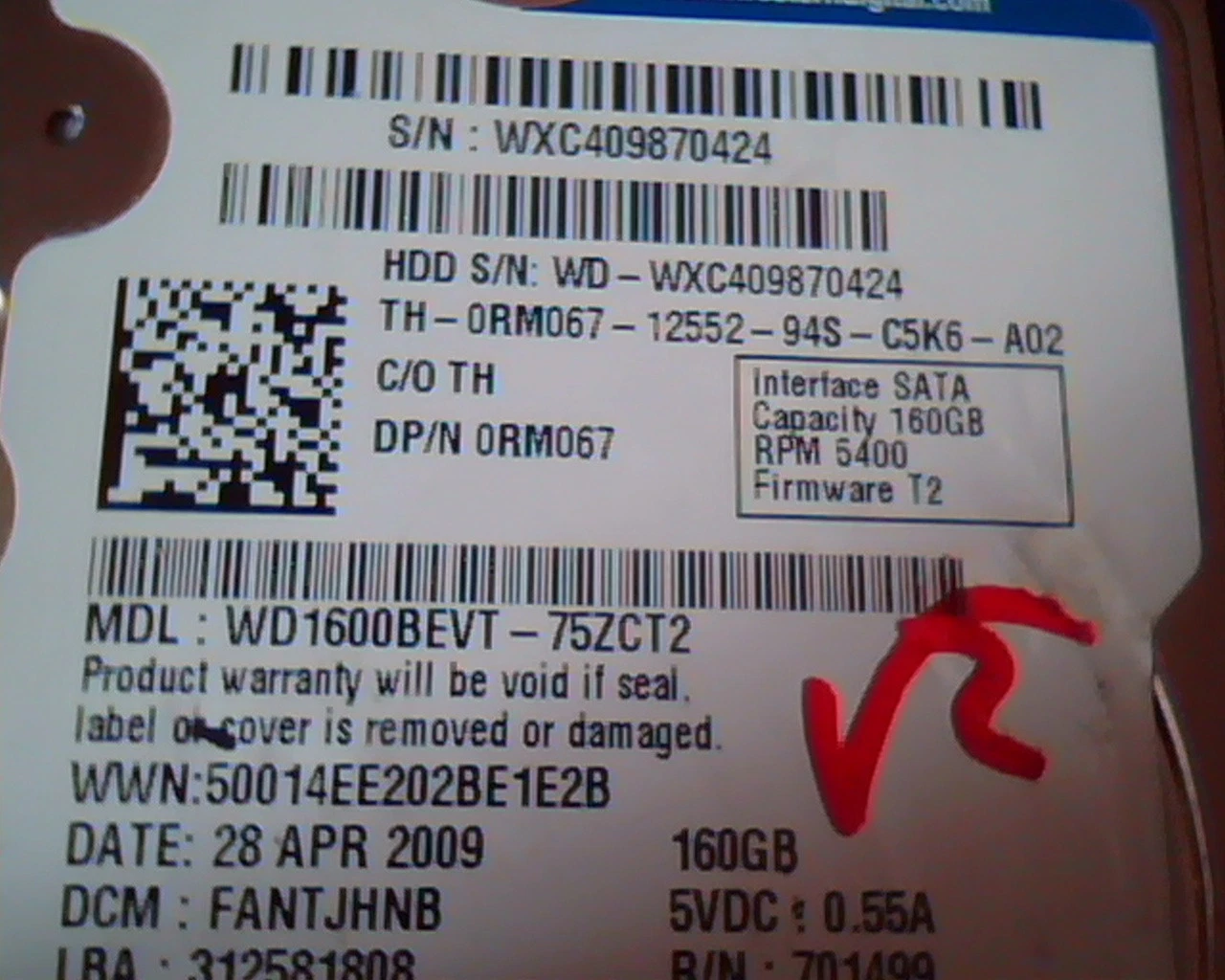 2.5 Hard Drive WD Scorpio Blue WD1600BEVT-75ZCT2 FANTJHNB 160GB SATA ✅TESTED - image 2