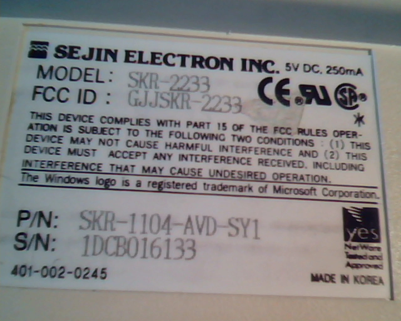 Sejin Electronics SKR-2233 SKR-1104-AVD-SYI Keyboard multi-color GJJSKR-2233 - image 5