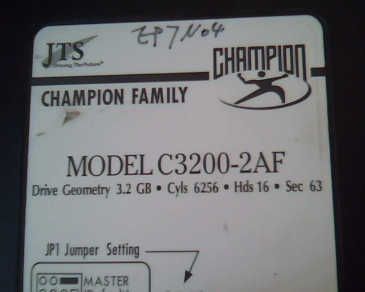 Hard Disk Drive IDE JTS Champion Family C3200-2AF 3.2GB 61273-604 Rev B1