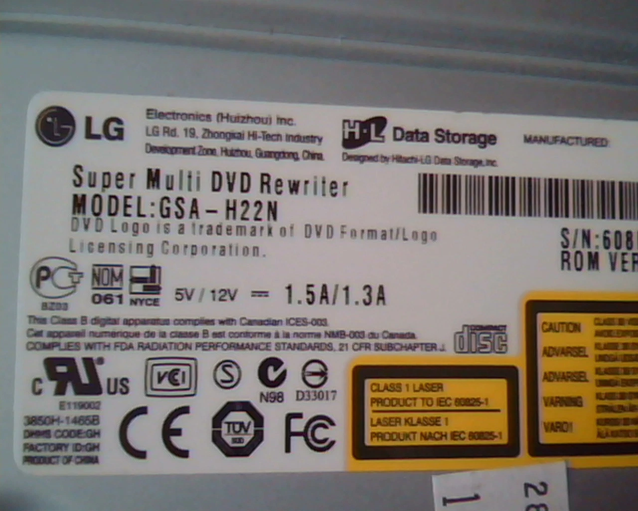 LG Super Multi DVD Rewriter GSA-H22N 1.00 August2006 HL RW DVD-ROM - image 2
