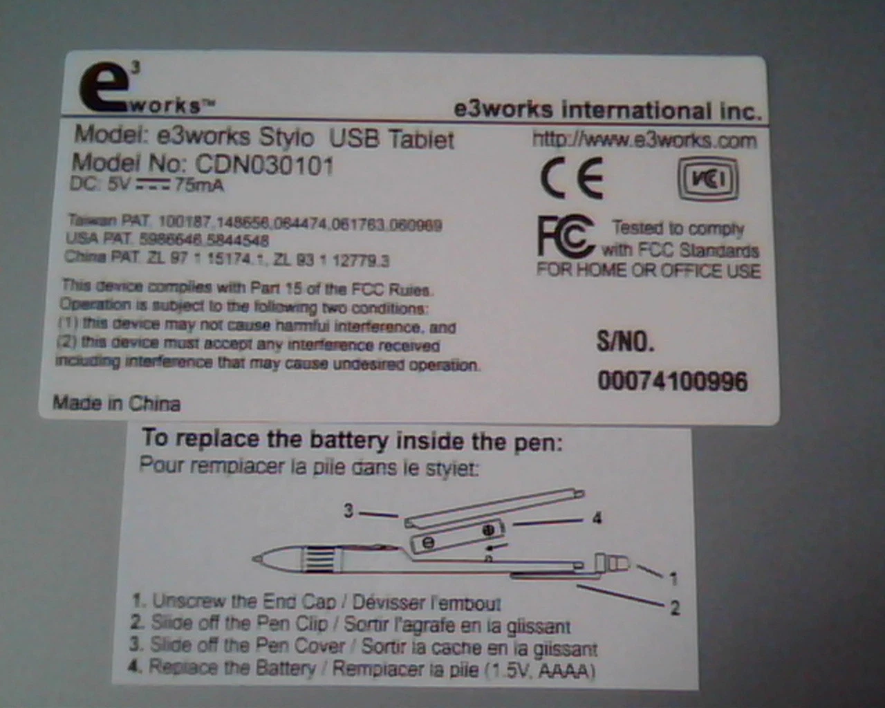eworks Stylo USB Tablet CDN030101 grey e3works - image 2
