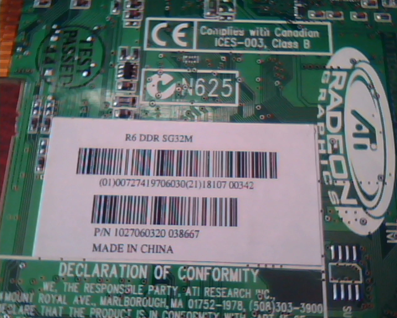 AGP card ATI Radeon 109-70600-20 R6 70601 DDR SG32M 1027060320 VGA - image 3