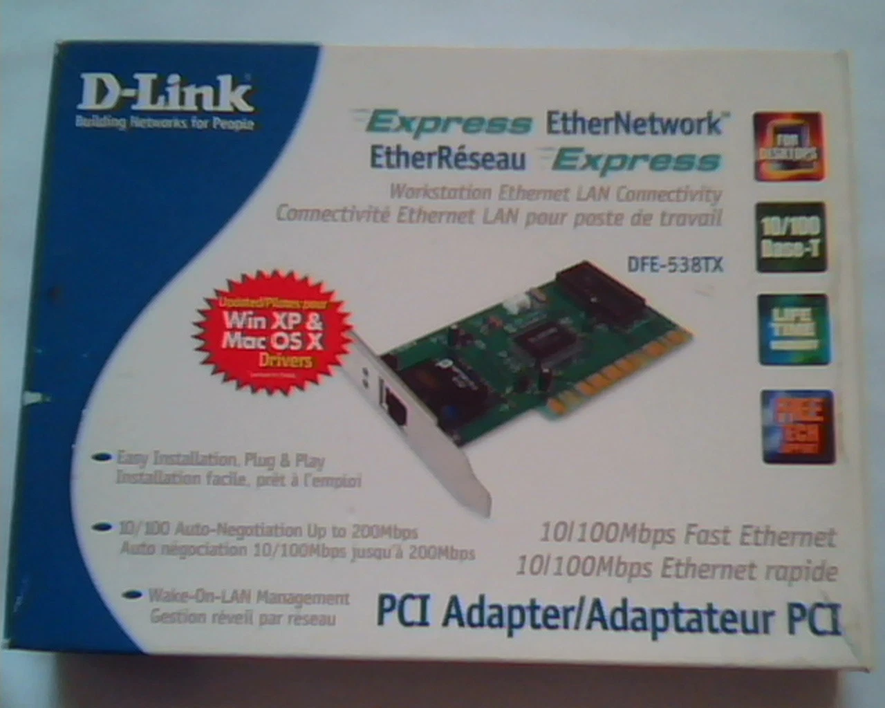D-LINK Express EtherNetwork DFE-538TX PCI Adapter 10/100Mbps Workstation LAN