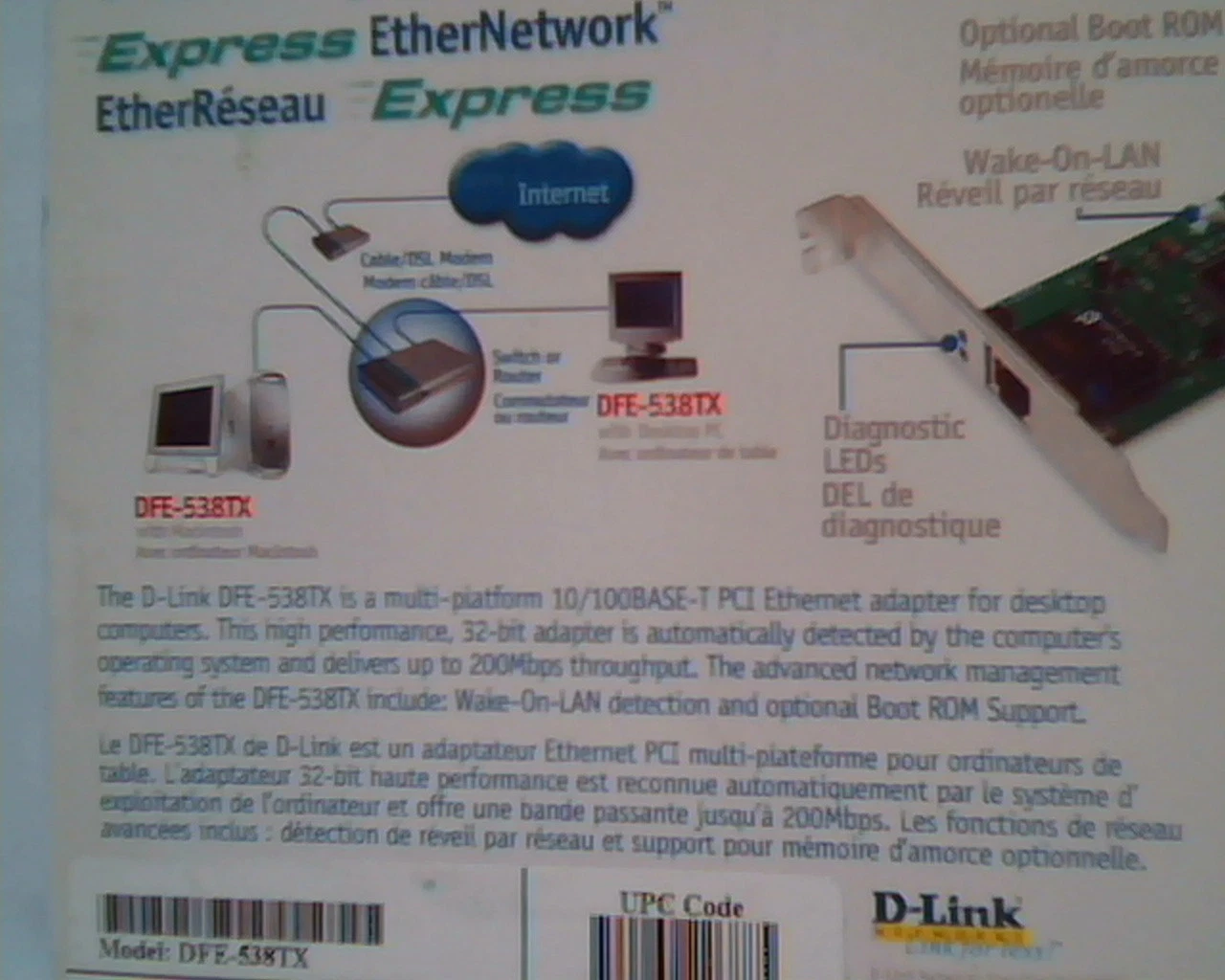 D-LINK Express EtherNetwork DFE-538TX PCI Adapter 10/100Mbps Workstation LAN - image 2