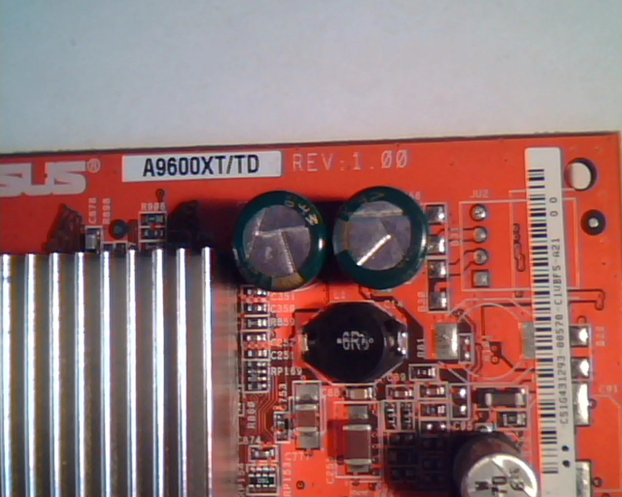 AGP card ASUS A9600XT/TD A9600 Rev 1.00 128M A21-0030 C1VBF5 VGA DVI TV out - image 2