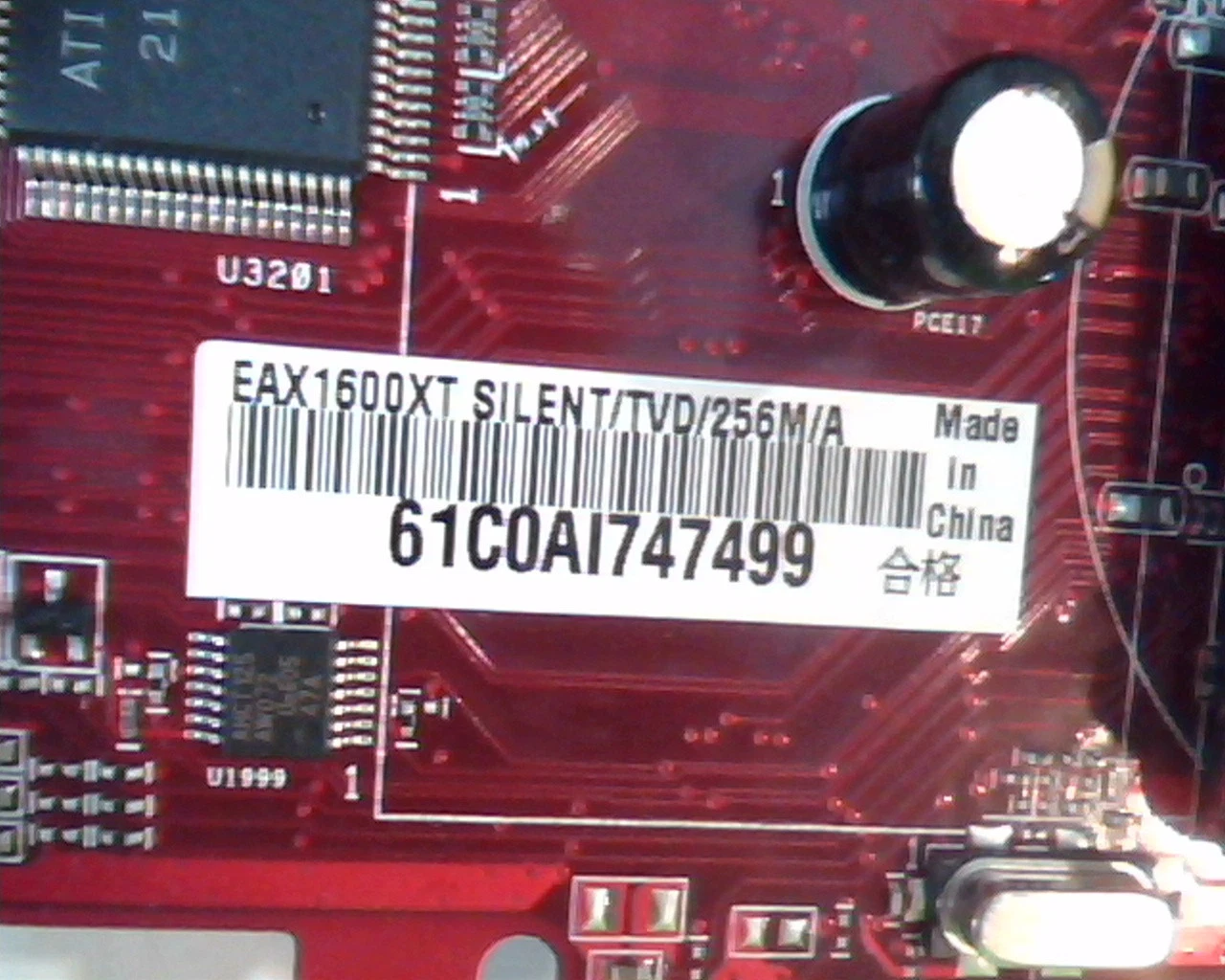 PCI-E express card ASUS EAX1600XT Silent 256M RV530-A671SP R1.00 43457R DVI VGA - image 3