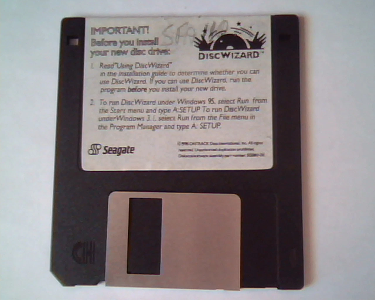 Floppy Disk DiscWizard Seagate Ontrack 1998 502880-011 diskette