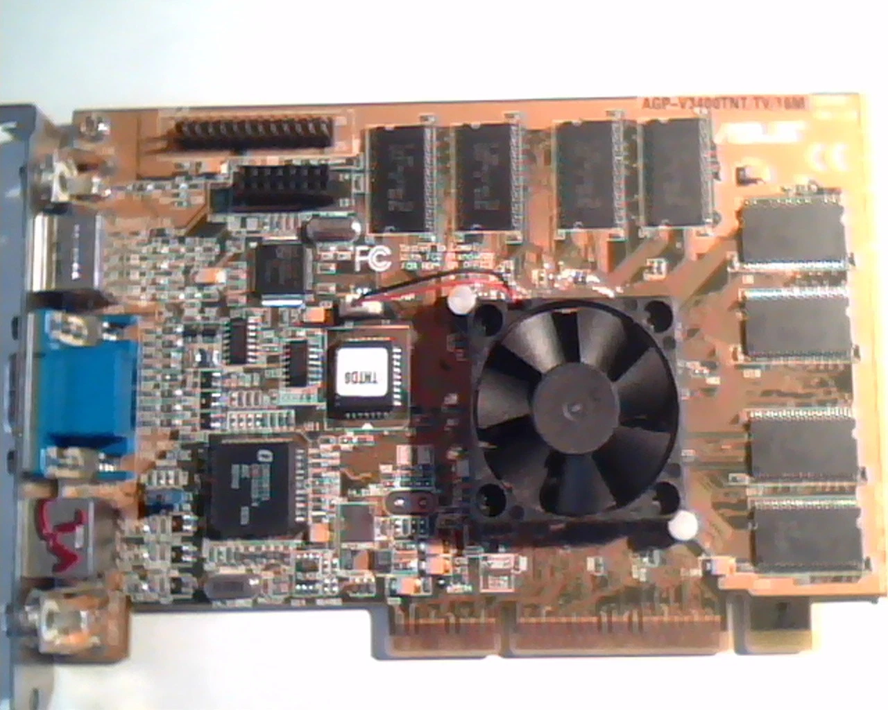 AGP Video Graphics Card ASUS V3400TNT TV 16M Rev 1.03 VGA S-Video Comp ✅TESTED