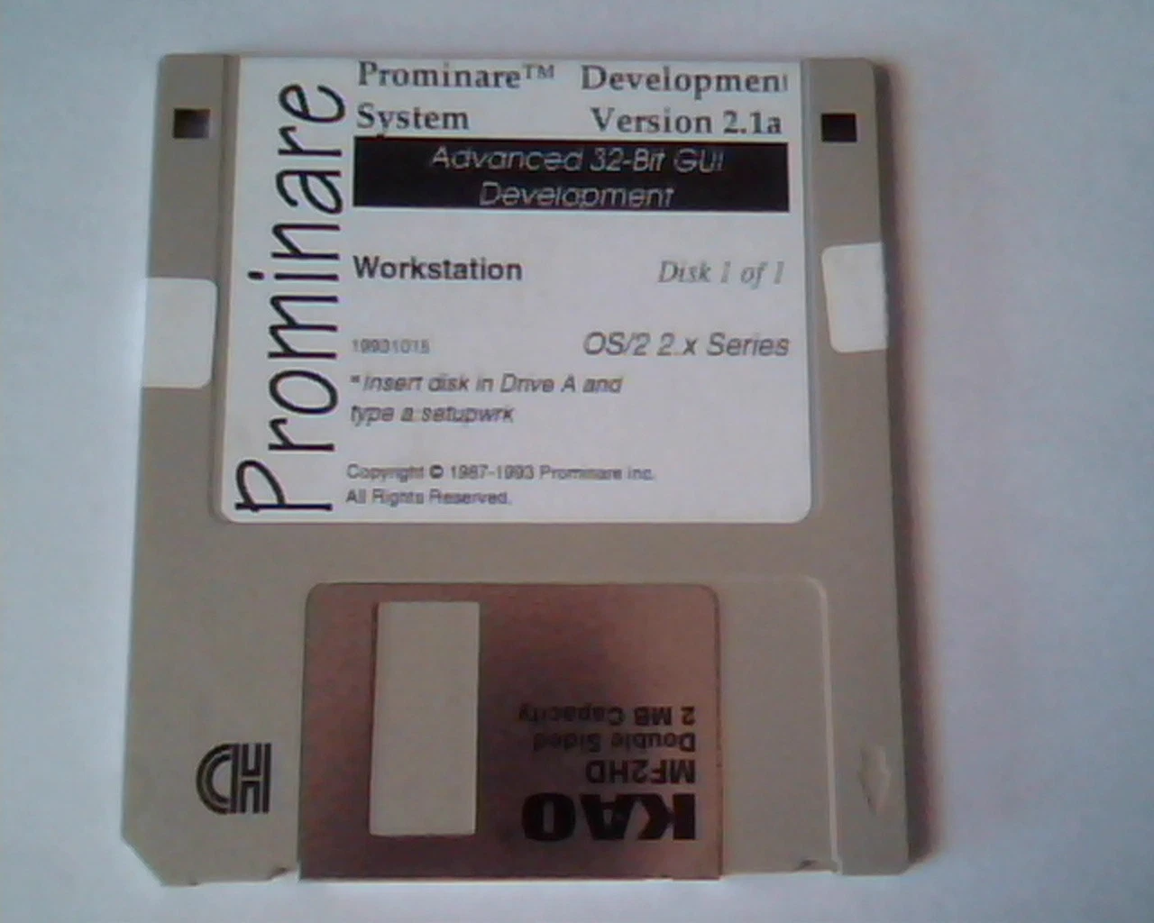 Floppy Disk Prominare Development System Version 2.1a Workstation Advanced 32-Bi