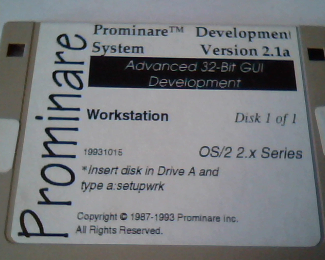 Floppy Disk Prominare Development System Version 2.1a Workstation Advanced 32-Bi - image 2